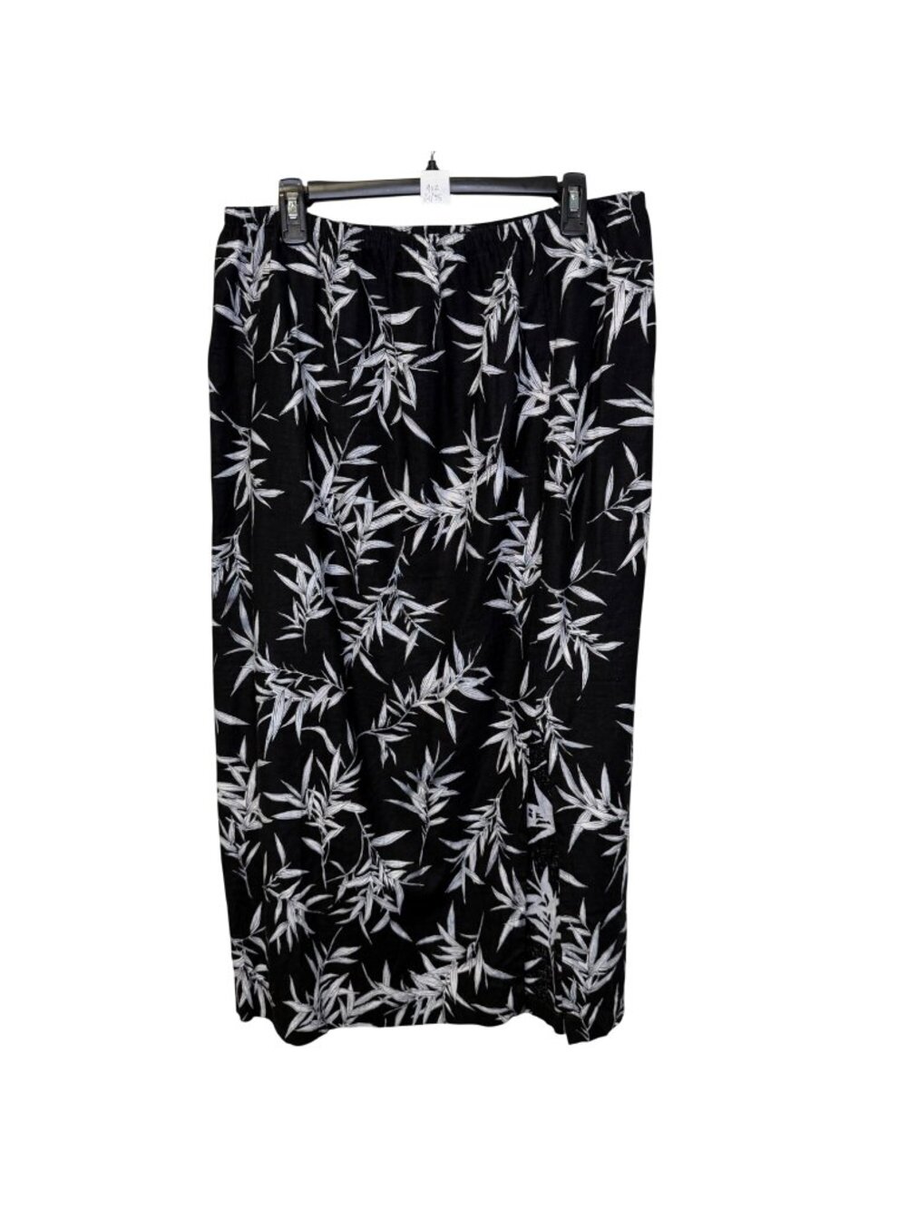 VTG AGB Byer California Linen Blend Maxi Skirt XL Bamboo Print Elastic Waist USA